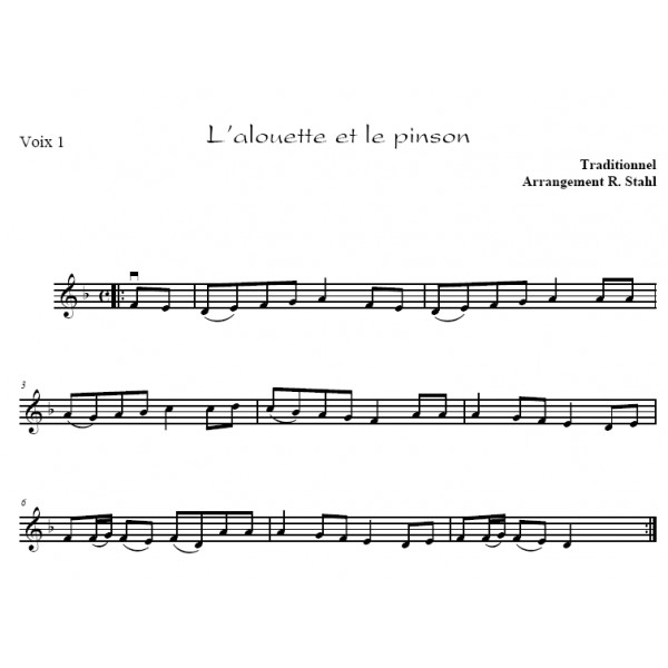L'ALOUETTE ET LE PINSON Partitions en ligne