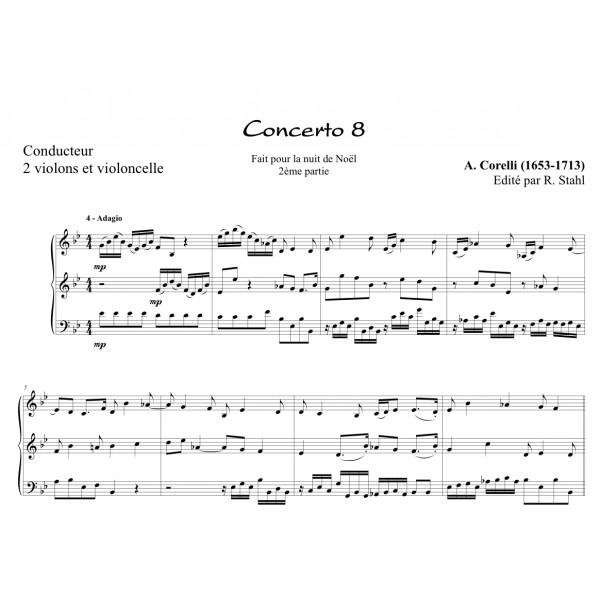 CORELLI CONCERTO POUR LA NUIT DE NOEL 2 VIOLONS ET VIOLONCELLE