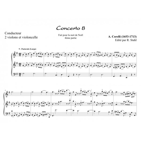 CORELLI CONCERTO POUR LA NUIT DE NOEL 2 VIOLONS ET VIOLONCELLE