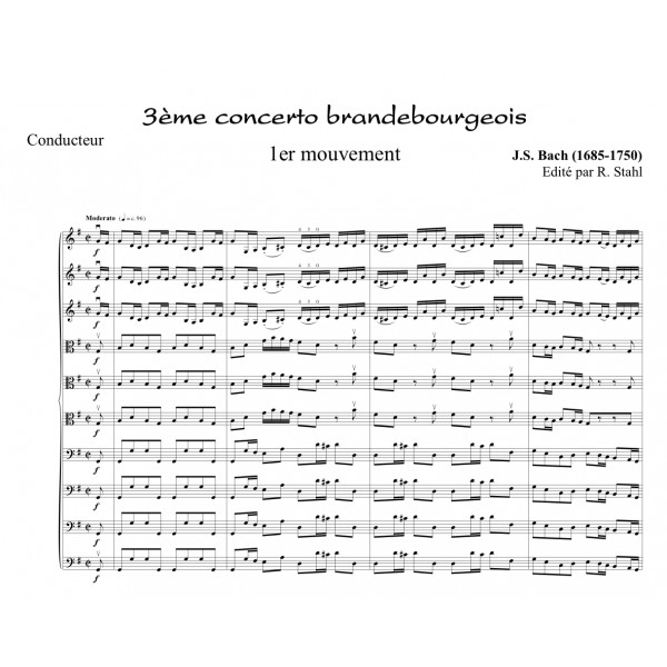 BACH 3EME CONCERTO BRANDEBOURGEOIS Partitions en ligne