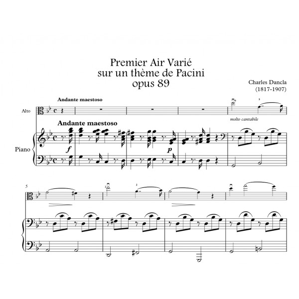 DANCLA 1er AIR VARIE ALTO ET PIANO Partitions en ligne