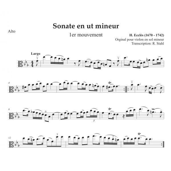 ECCLES SONATE ALTO PIANO Partitions en ligne