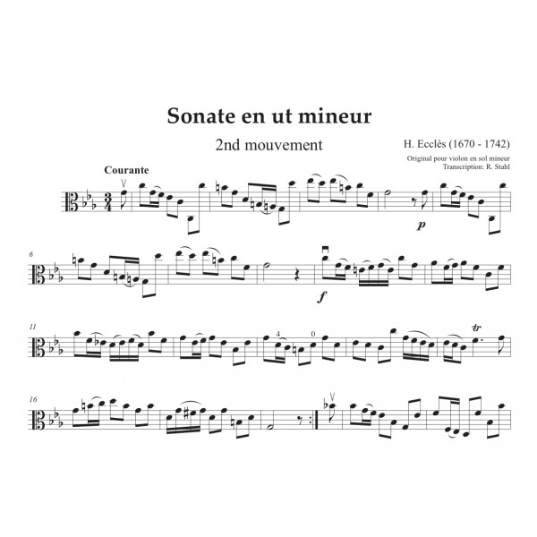 ECCLES SONATE ALTO PIANO Partitions en ligne