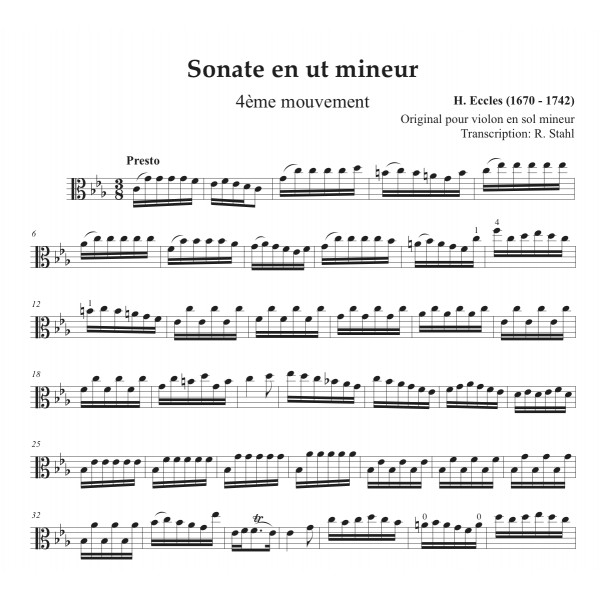 ECCLES SONATE ALTO PIANO Partitions en ligne